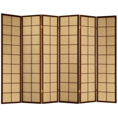 Brown 6 Panel Jute Inlay room divider